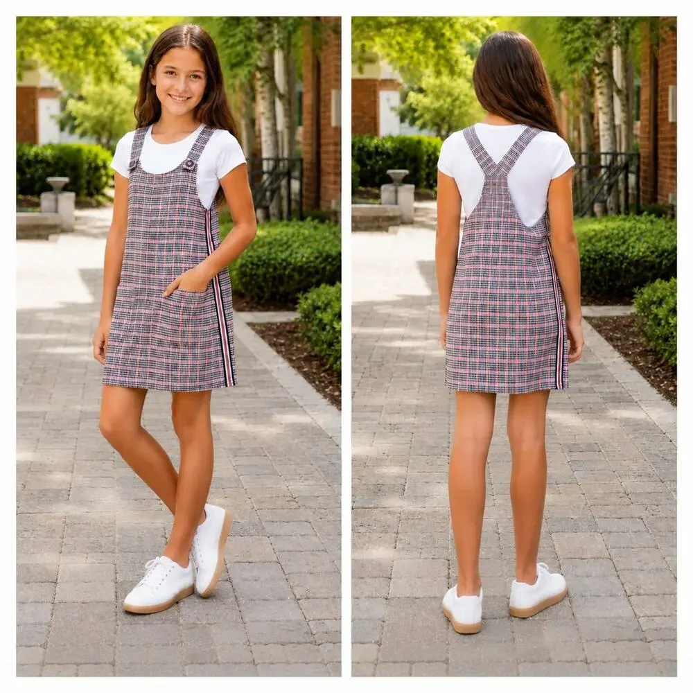 American Eagle Kids Houndstooth Pinafore Jumper Dress Size 12 NWT Hard to Find